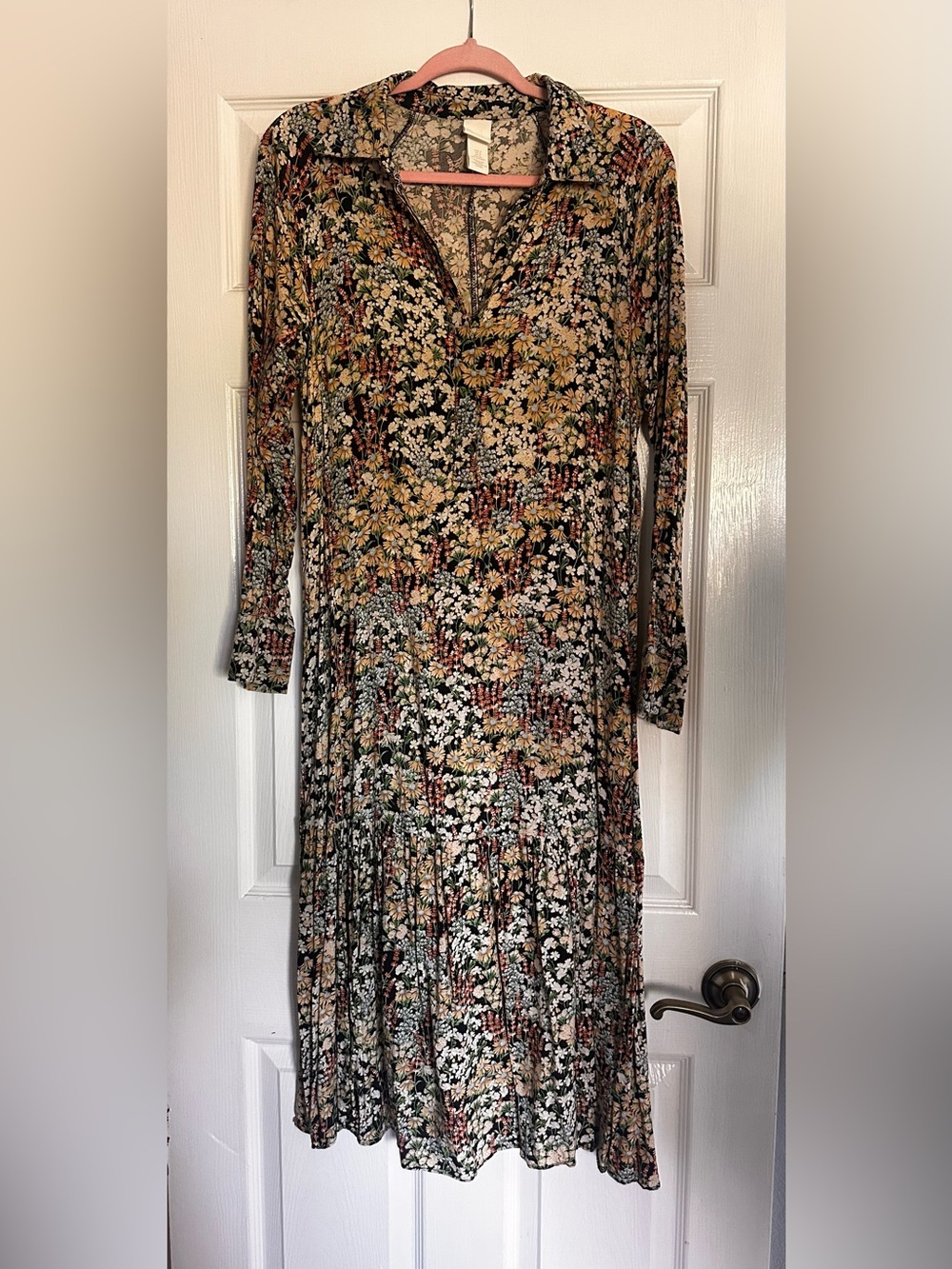 H&M Floral Long-Sleeve Midi Dress - Multi Floral